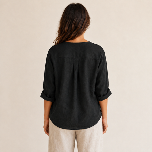 Baumwoll-Leinen-Bluse »Positano« – 3/4-Arm
