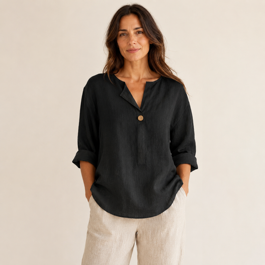 Baumwoll-Leinen-Bluse »Positano« – 3/4-Arm