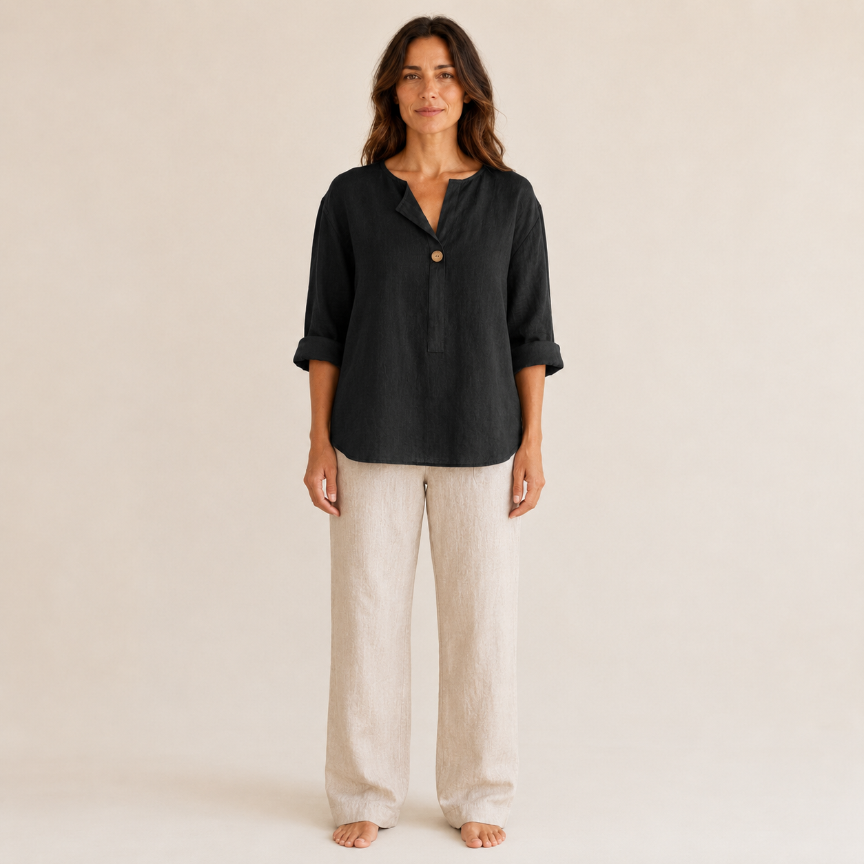 Baumwoll-Leinen-Bluse »Positano« – 3/4-Arm