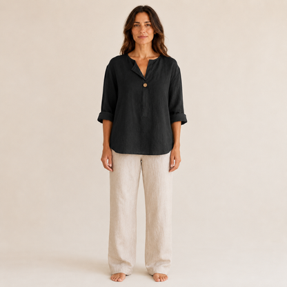 Baumwoll-Leinen-Bluse »Positano« – 3/4-Arm