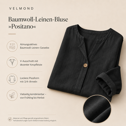 Baumwoll-Leinen-Bluse »Positano« – 3/4-Arm