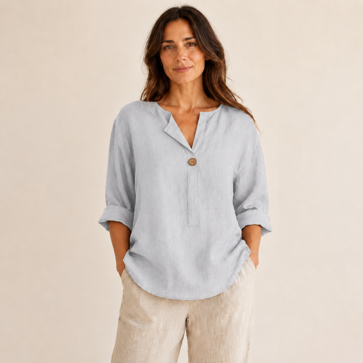 Baumwoll-Leinen-Bluse »Positano« – 3/4-Arm