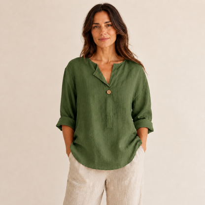 Baumwoll-Leinen-Bluse »Positano« – 3/4-Arm
