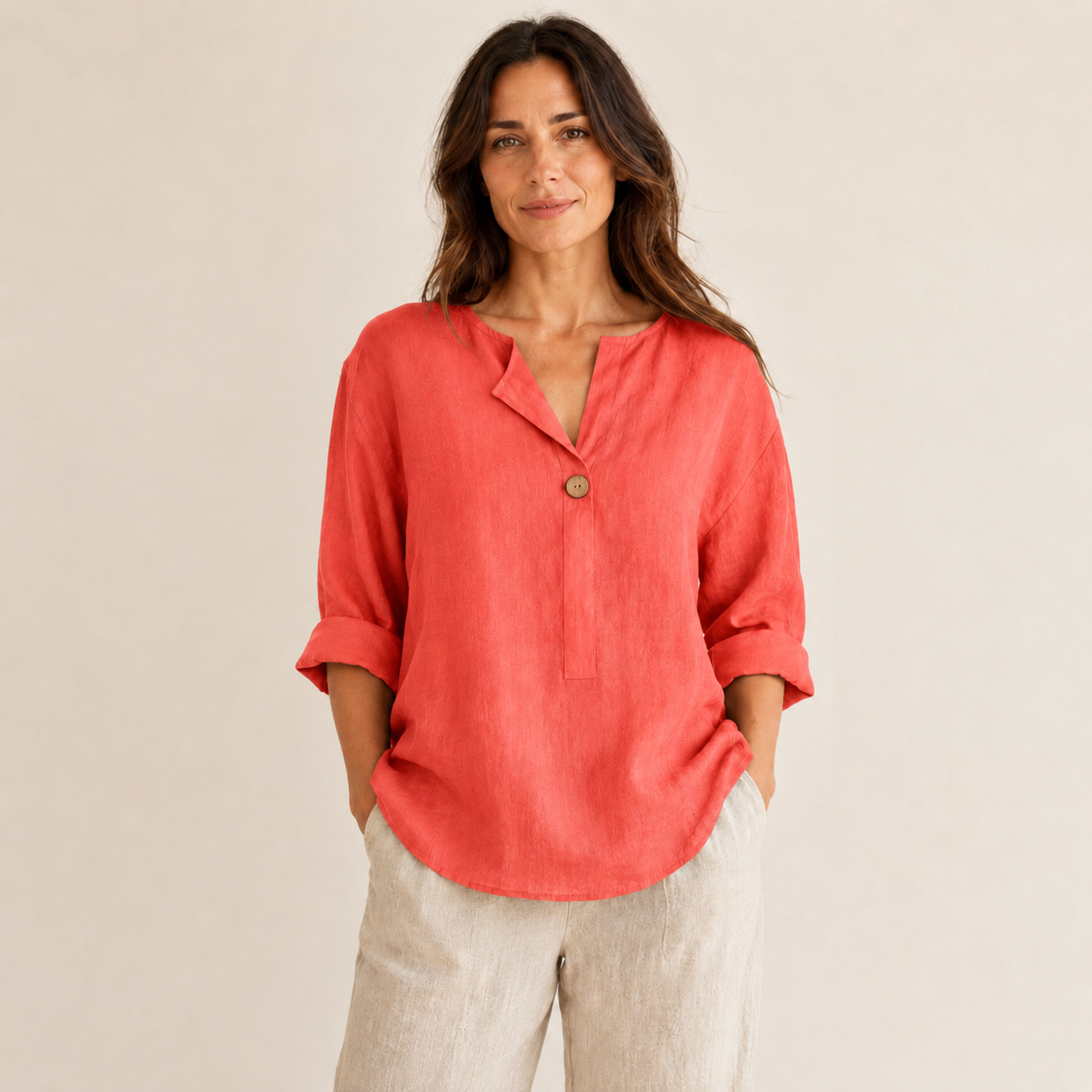 Baumwoll-Leinen-Bluse »Positano« – 3/4-Arm