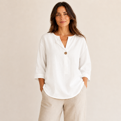 Baumwoll-Leinen-Bluse »Positano« – 3/4-Arm