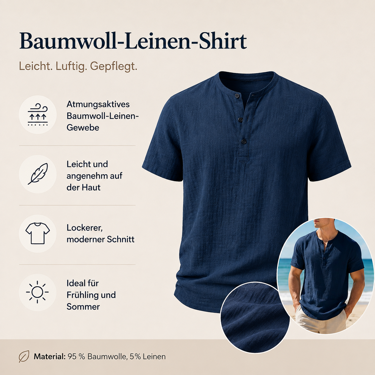 Leinen-Hemd »Sorrento« – Kurzarm