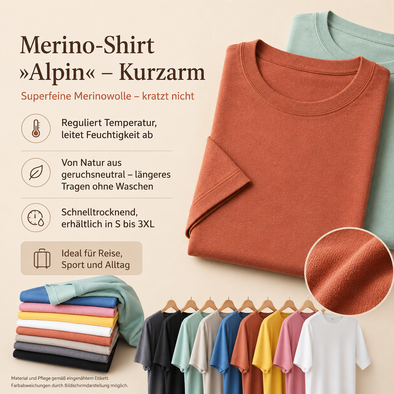 Merino-Shirt »Alpin« – Kurzarm